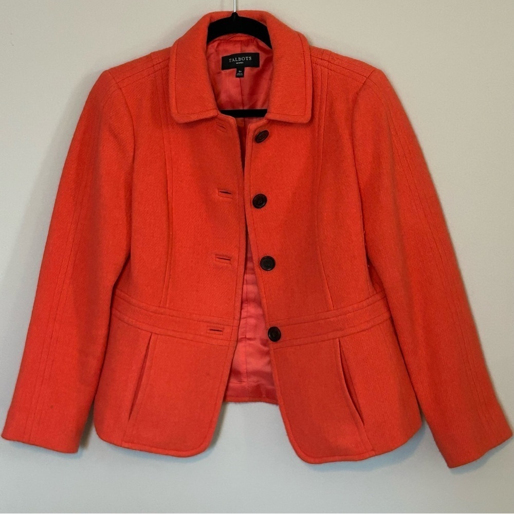Talbots Women's Vibrant Orange Wool Coat